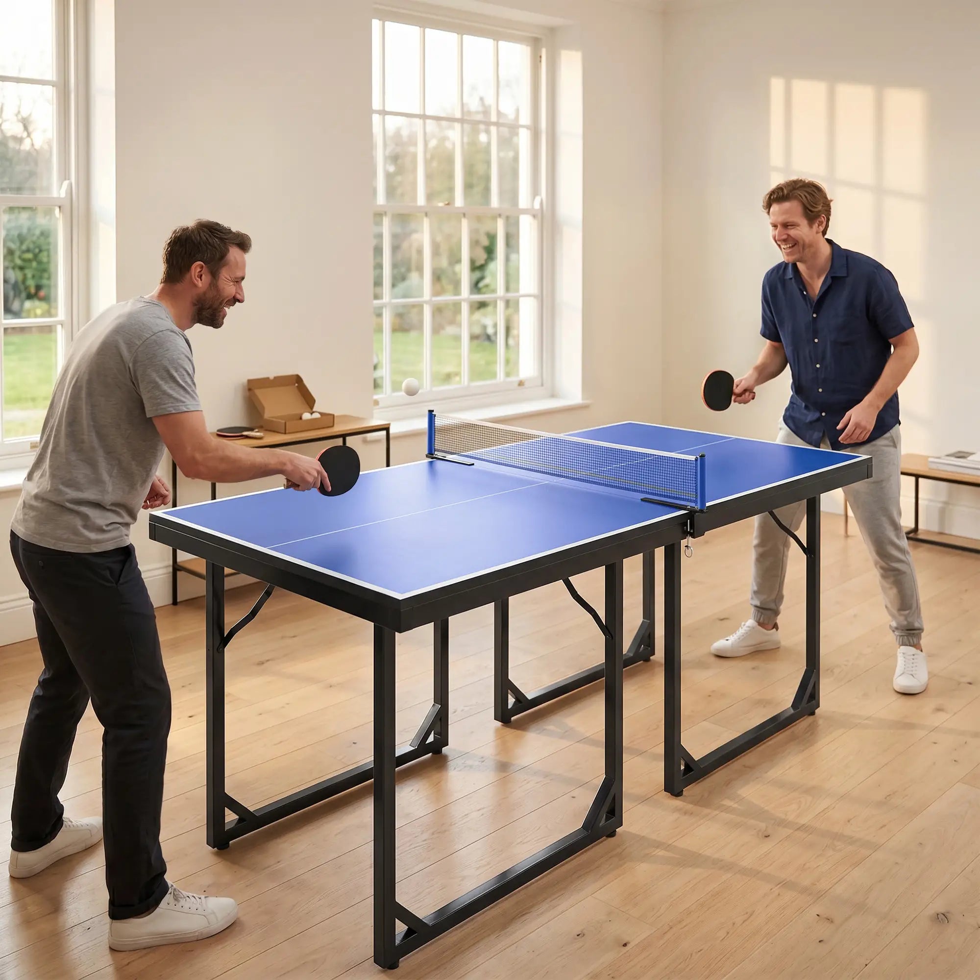 6x3ft Midsize Ping Pong Table, Folding, Blue Game Tables at Gallery Canada