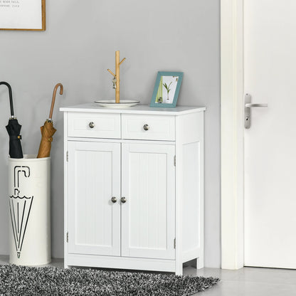 Freestanding Bathroom Cabinet, 2 Door, 2 Drawers, Adjustable Shelf, White Bathroom Cabinets at Gallery Canada