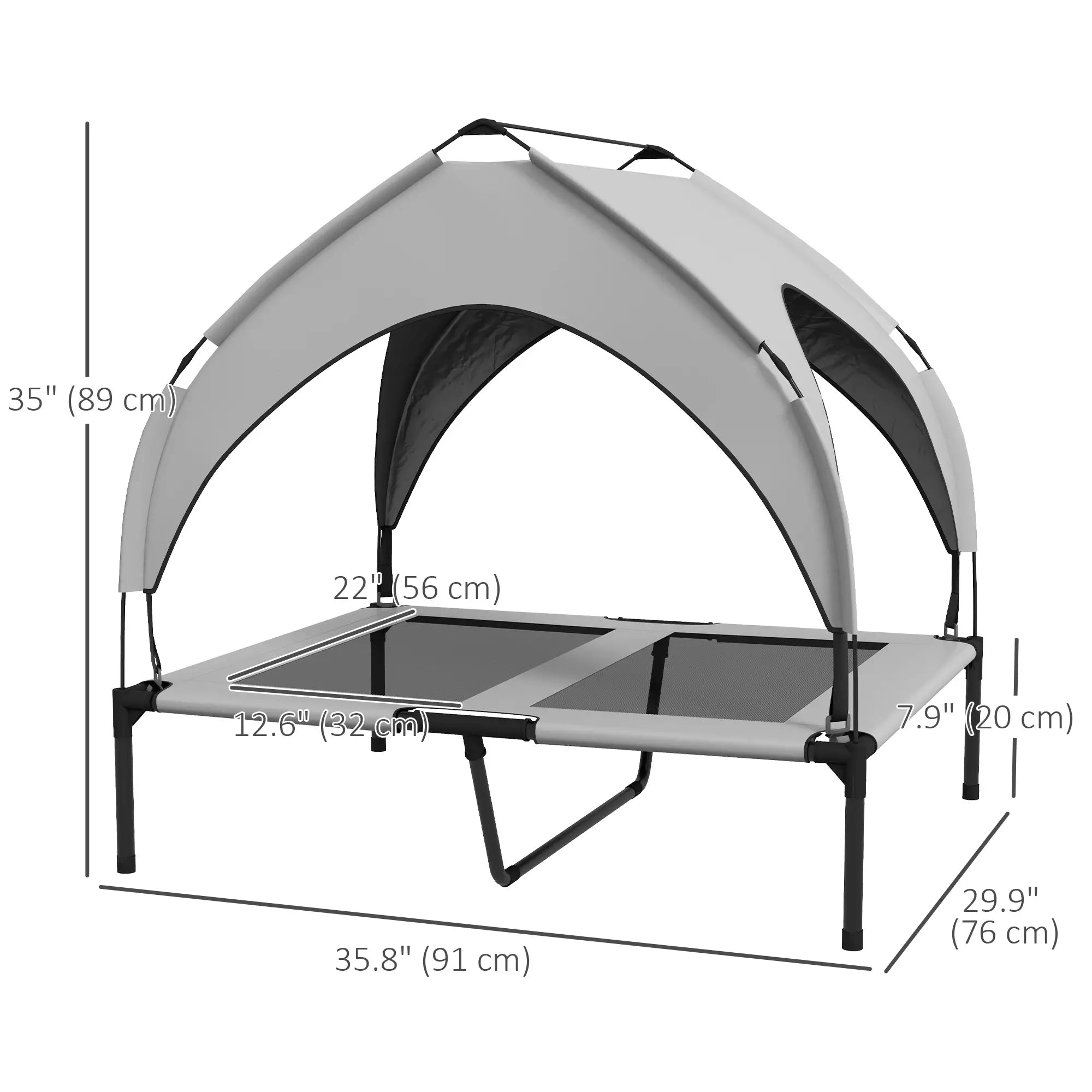 Raised Dog Bed, Cooling Cot with Canopy, Washable Mesh, Medium Large, Light Grey Elevated Dog Beds at Gallery Canada