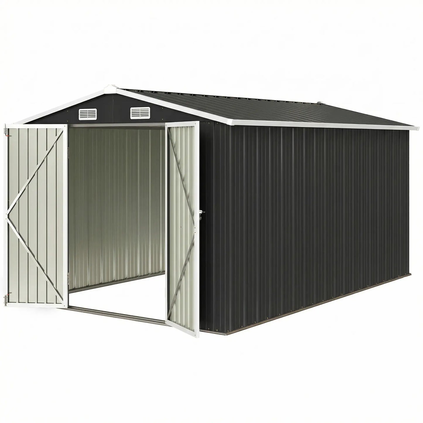 12' x 10' Metal Shed, Heavy Duty Outdoor Storage, Dark Grey Sheds Dark Grey at Gallery Canada
