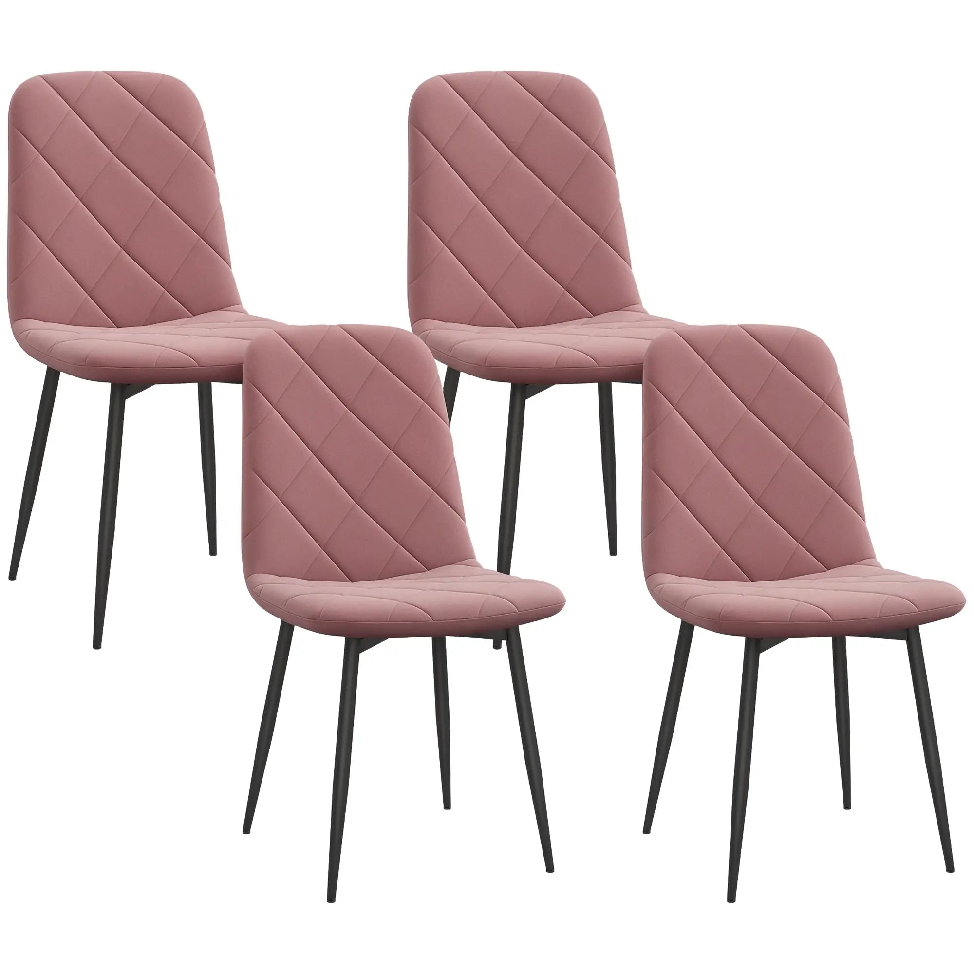 Upholstered Dining Chairs Set of 4, Steel Legs, Modern Kitchen, Pink Dining Chairs at Gallery Canada
