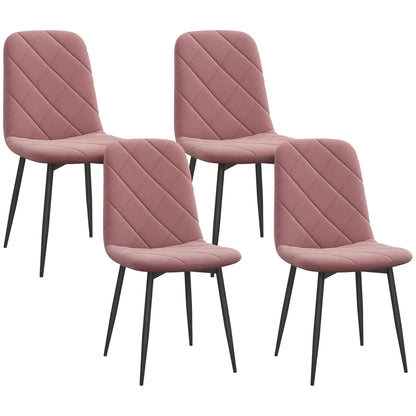 Upholstered Dining Chairs Set of 4, Steel Legs, Modern Kitchen, Pink Dining Chairs at Gallery Canada