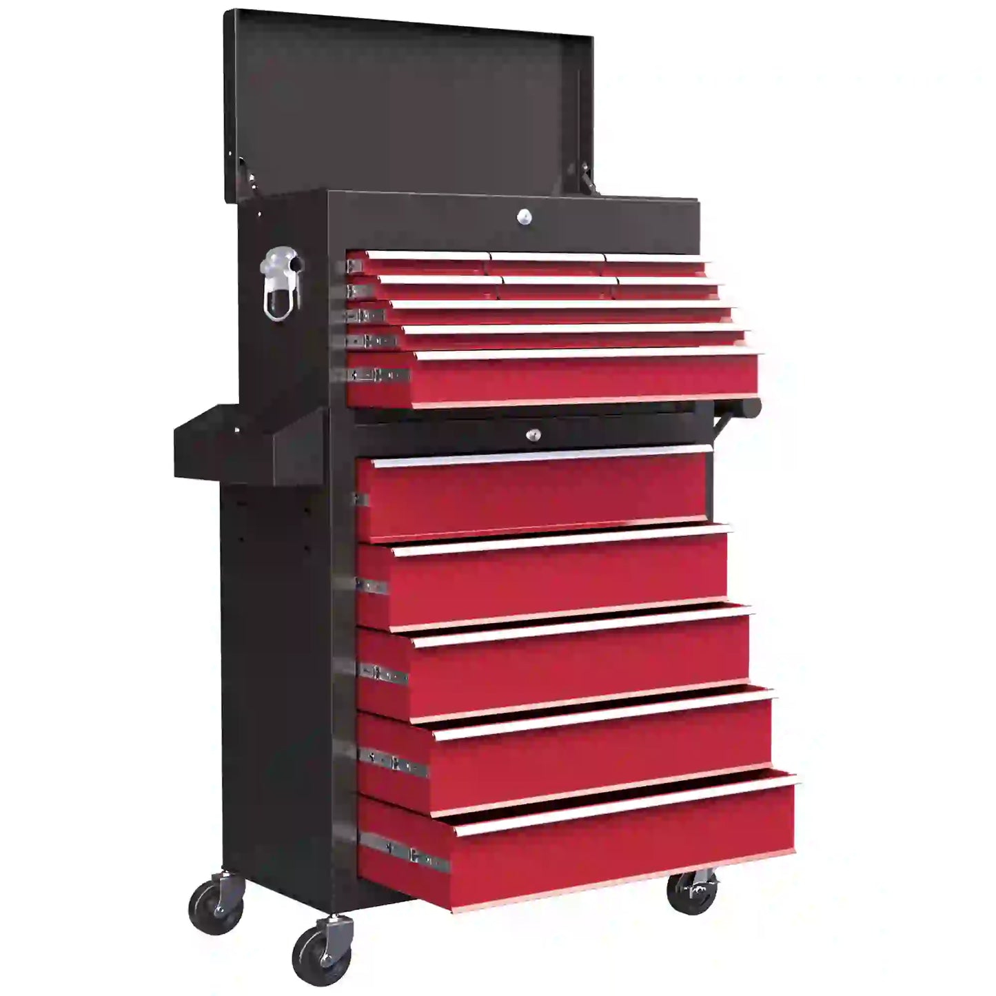 14 Drawer Rolling Tool Chest, Lockable Storage Cabinet, Detachable Top Toolbox, Red Tool Organizers Red, Black at Gallery Canada
