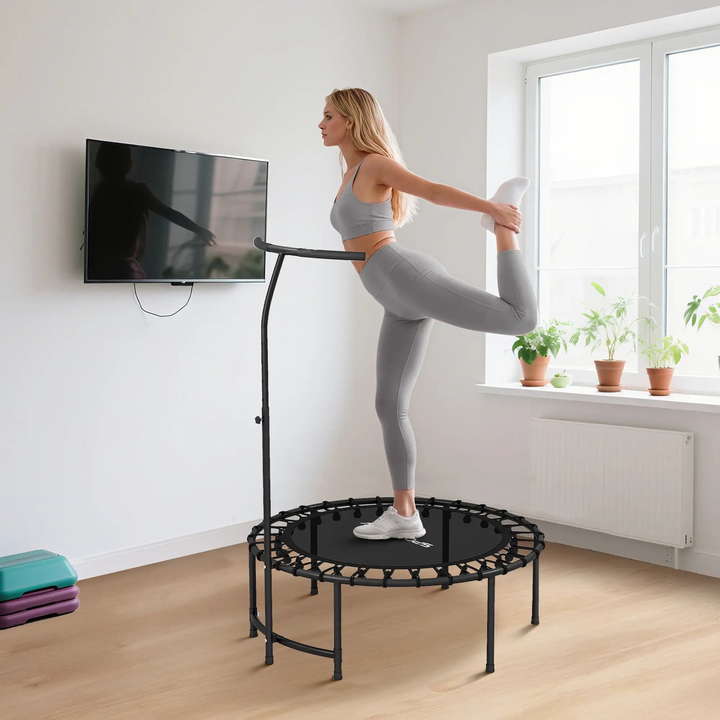 40" Foldable Rebounder Trampoline, Quiet Bungee, Black Trampolines at Gallery Canada
