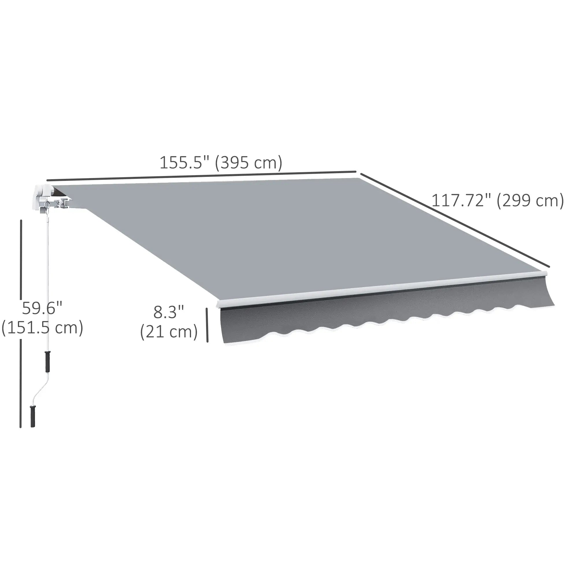 12' x 10' Retractable Awning, UV Resistant, Aluminum Frame, Grey Deck Awnings at Gallery Canada