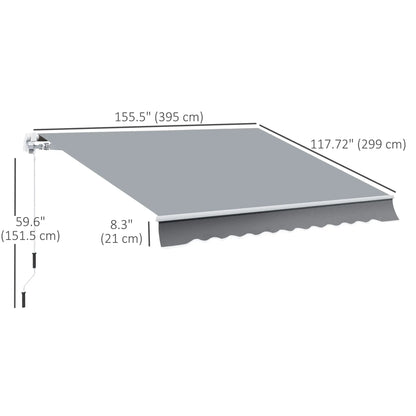 12' x 10' Retractable Awning, UV Resistant, Aluminum Frame, Grey Deck Awnings at Gallery Canada