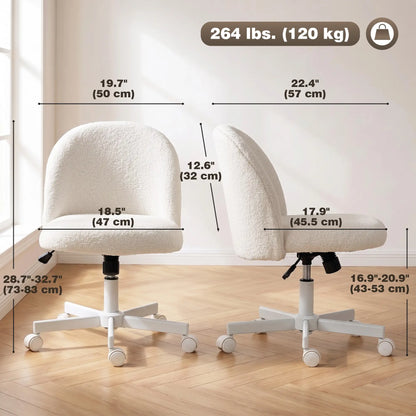 Swivel Tilt Desk Chair, Adjustable Height, Wheels, Cream White