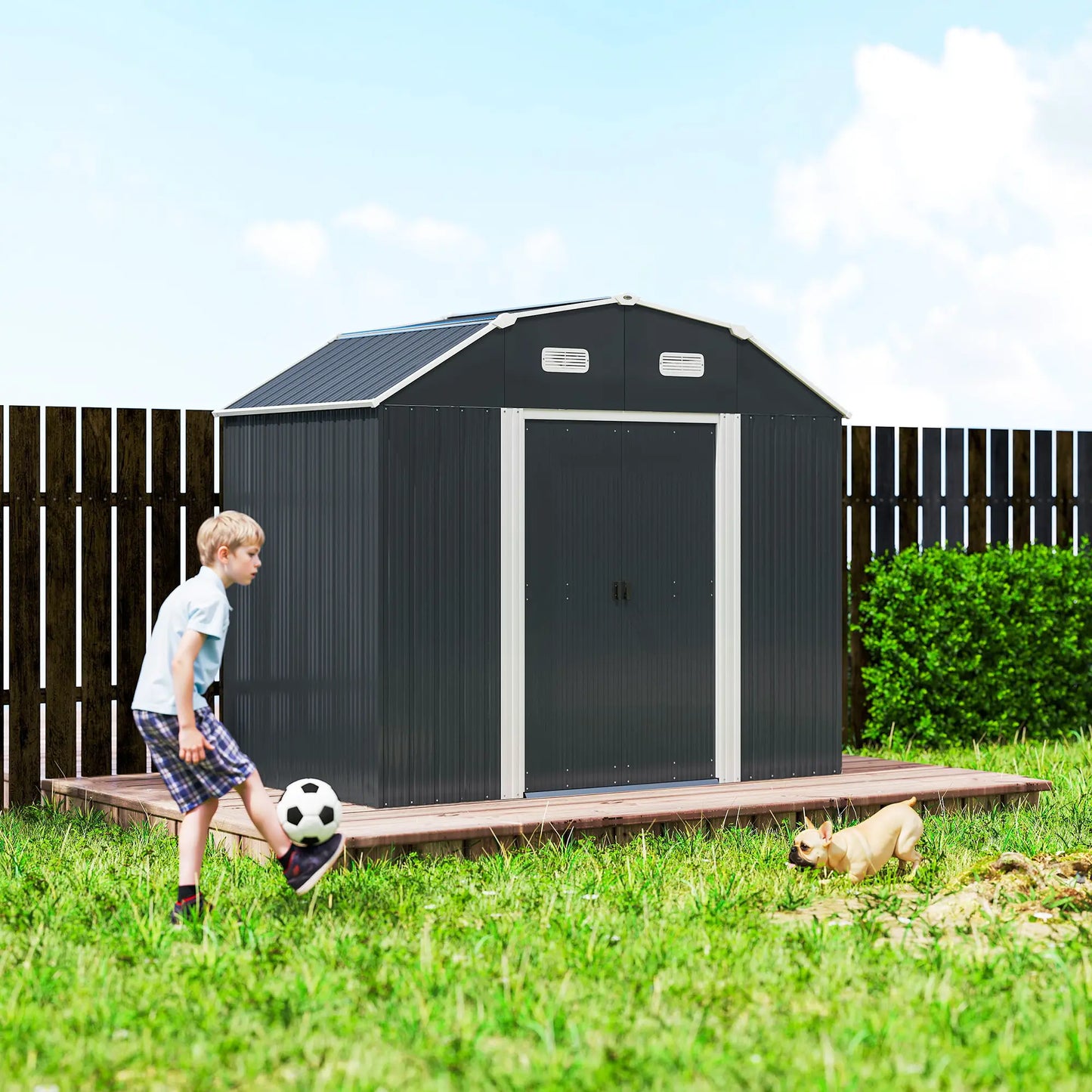 8' x 4' Galvanized Outdoor Storage Shed, Garden Shed, Adjustable Shelves Sheds at Gallery Canada