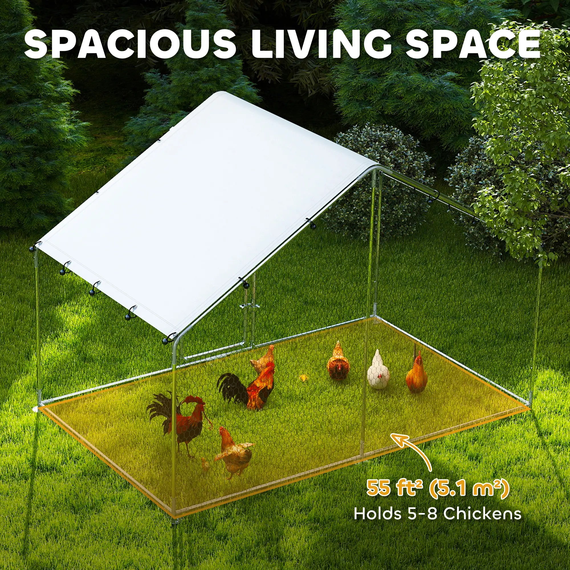 Metal Chicken Coop, 9.8 x 5.6 FT, Walk-In Run With Cover, Lockable Door Chicken Coops at Gallery Canada