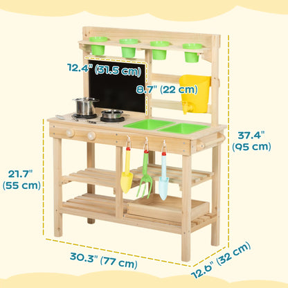 Kids Mud Kitchen, Outdoor Wooden Play Kitchen, Kitchenware, Garden Tools, Natural Play Kitchen at Gallery Canada