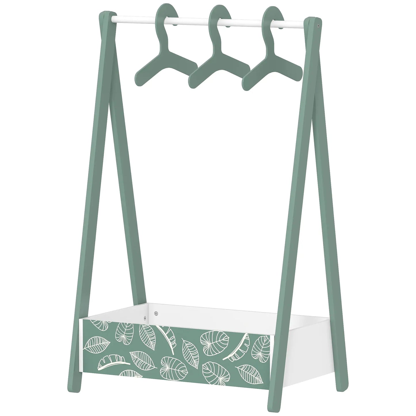 Kids Clothing Rack with Storage Shelf, Hangers, Green Kids Bedroom Furniture Green at Gallery Canada