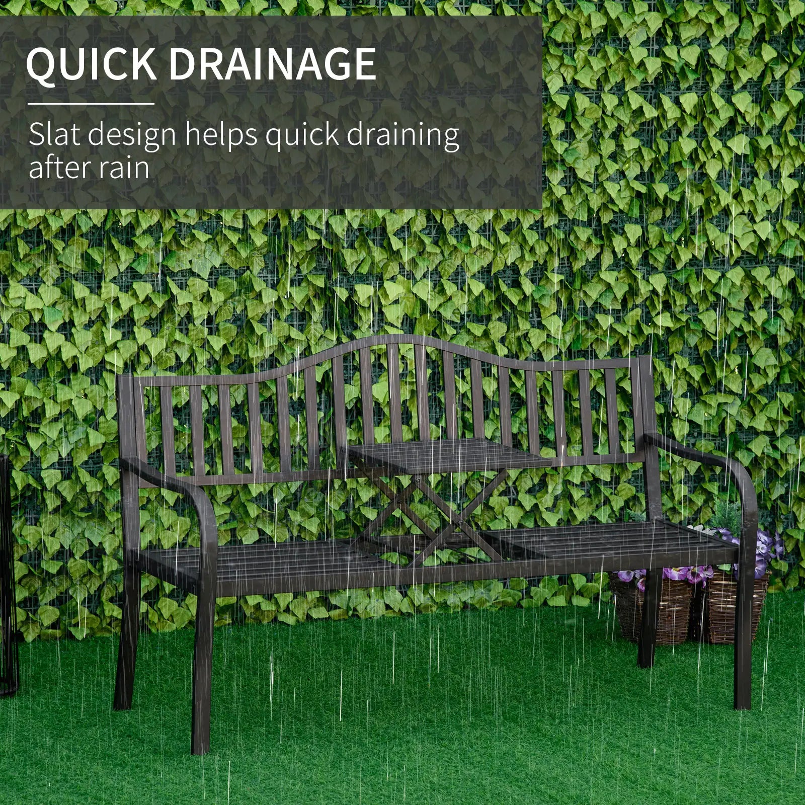 Metal Outdoor Bench with Liftable Table, Patio Loveseat, Garden Bench, Black Outdoor Benches at Gallery Canada