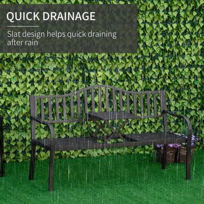 Metal Outdoor Bench with Liftable Table, Patio Loveseat, Garden Bench, Black Outdoor Benches at Gallery Canada