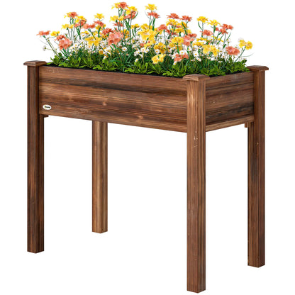 34" x 18" x 30" Wooden Raised Garden Bed Planter, Elevated With Legs, Carbonized Elevated Garden Beds Carbonized at Gallery Canada