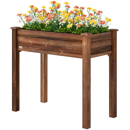 34" x 18" x 30" Wooden Raised Garden Bed Planter, Elevated With Legs, Carbonized Elevated Garden Beds Carbonized at Gallery Canada
