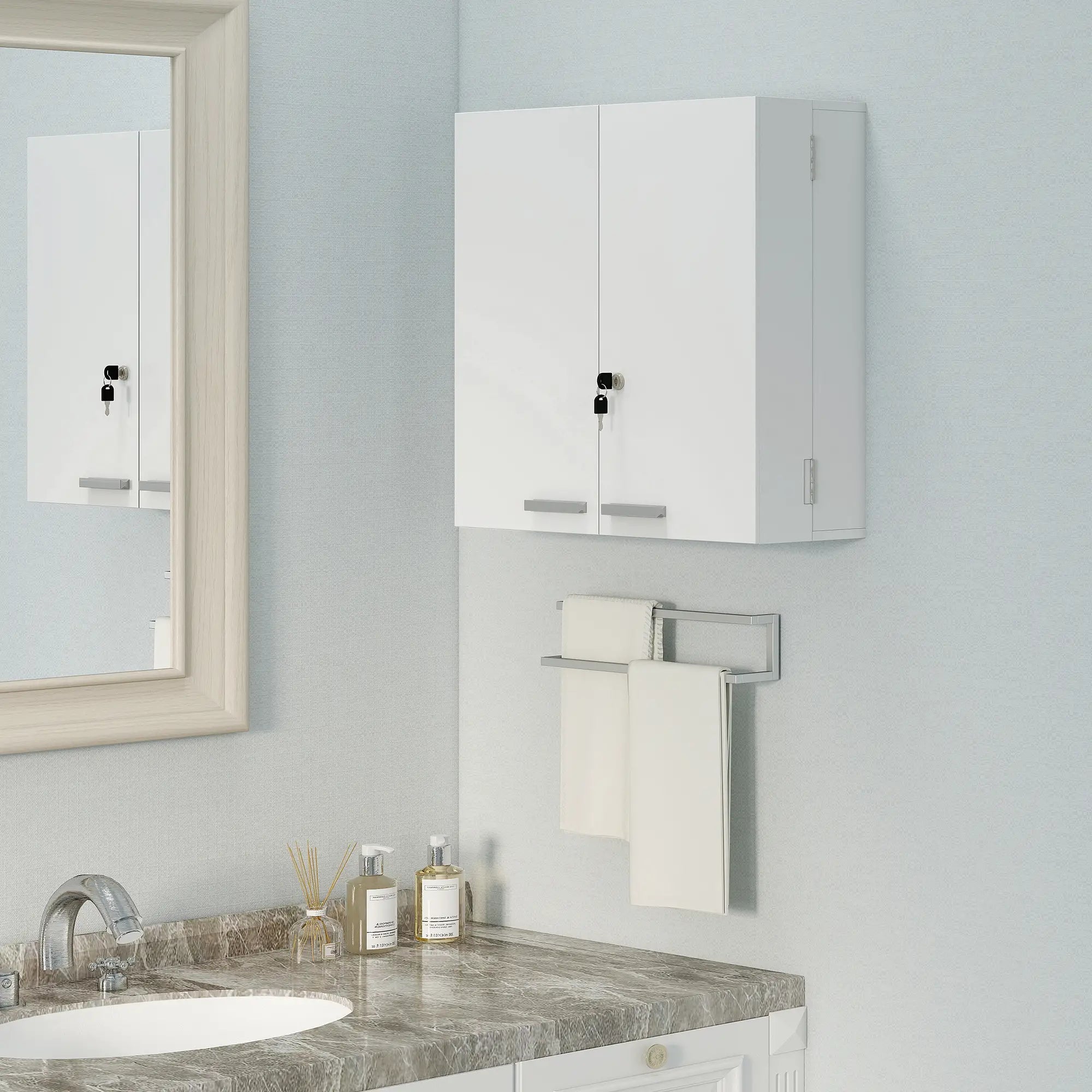 Wall Mount Medicine Cabinet, 4 Tier Shelves, Lockable, White Mirror Medicine Cabinets at Gallery Canada