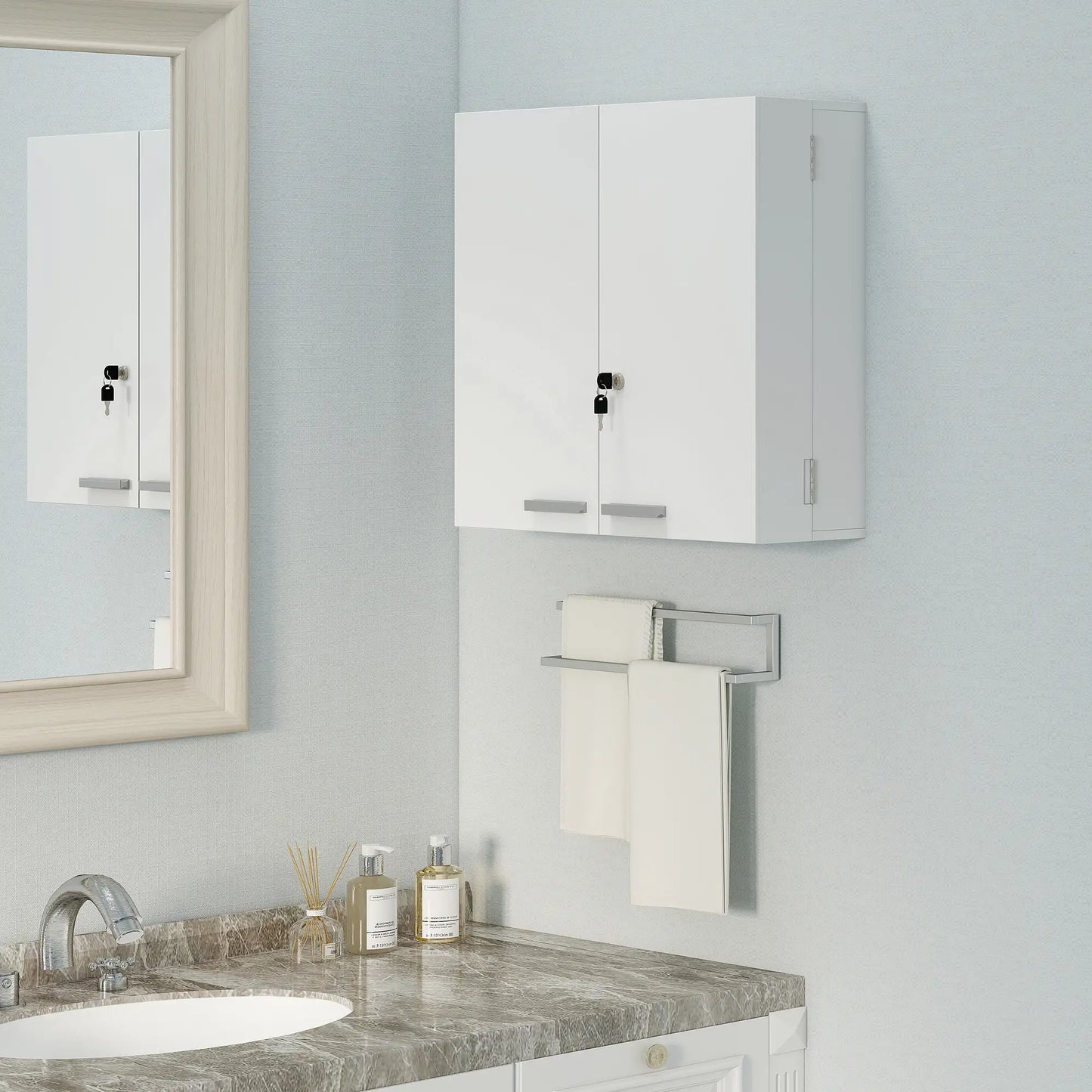 Wall Mount Medicine Cabinet, 4 Tier Shelves, Lockable, White Mirror Medicine Cabinets at Gallery Canada