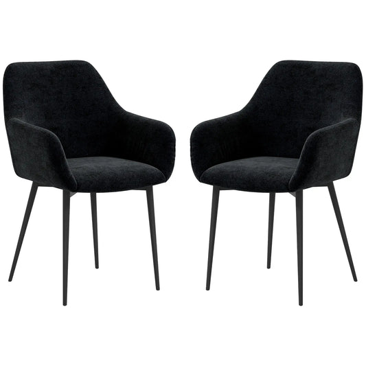 Velvet Fabric Dining Chairs Set Of 2, With Steel Legs, Black Dining Chairs Black at Gallery Canada