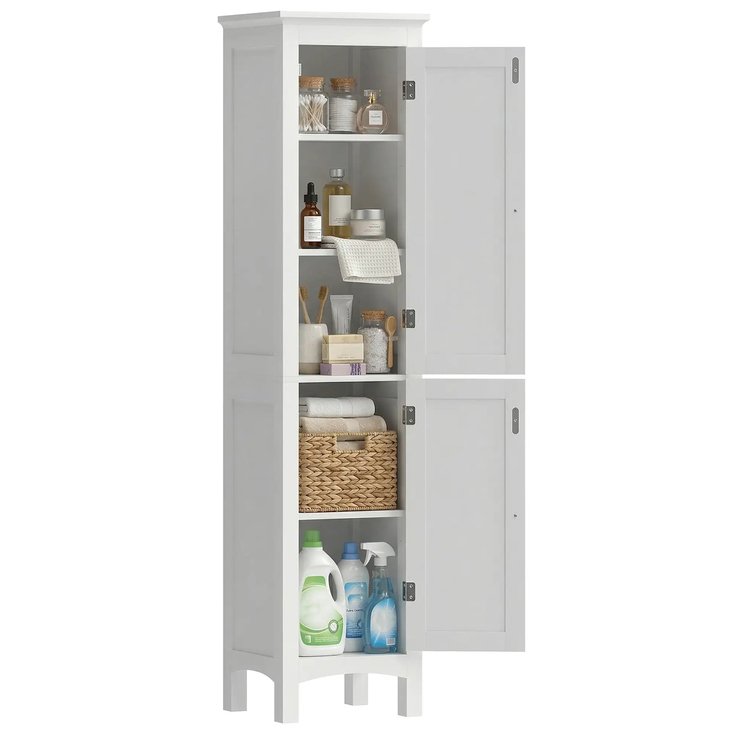 Tall Bathroom Cabinet, Freestanding Storage Organizer, 15" x 13" x 63", White Bathroom Cabinets White at Gallery Canada