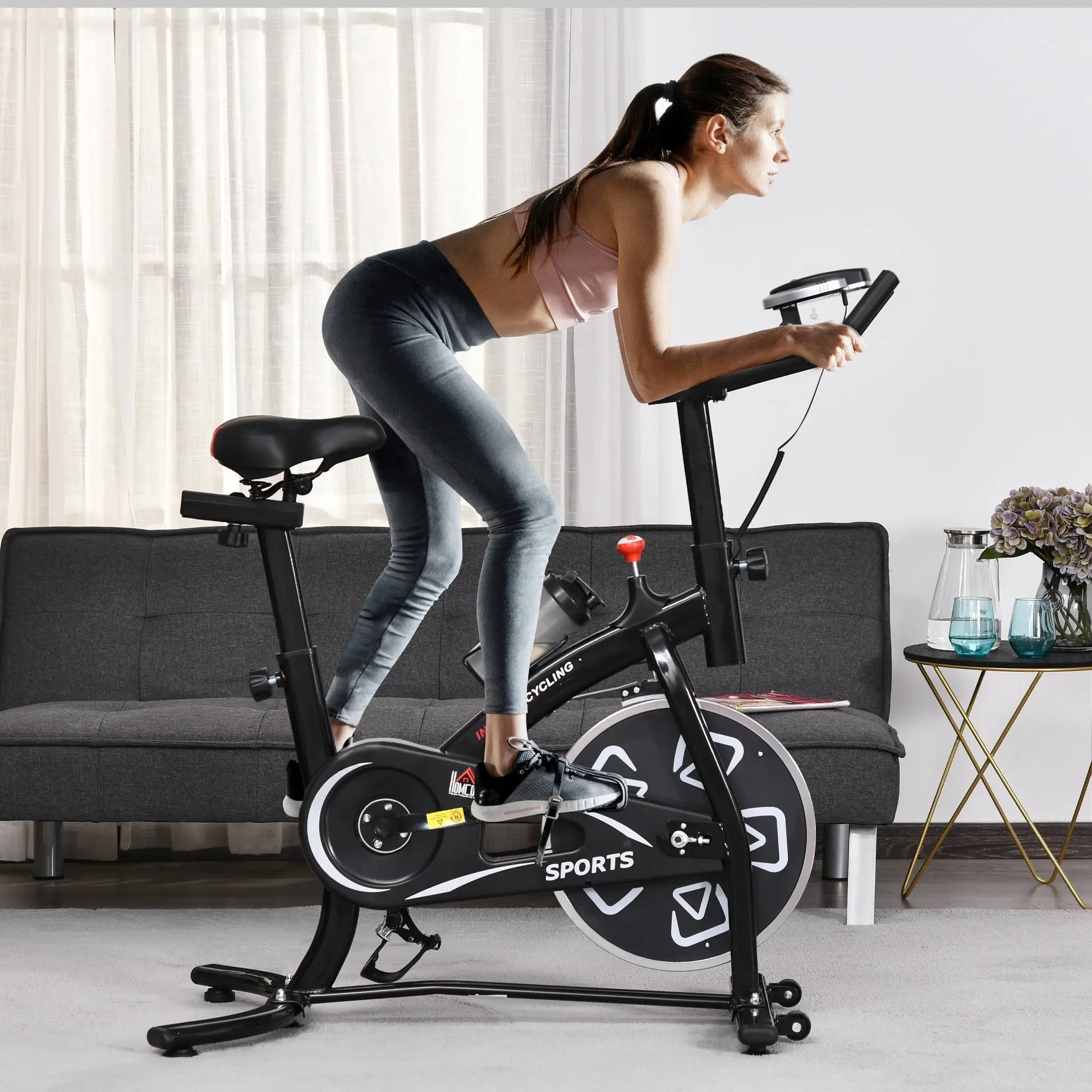 Exercise Bike with LCD Display, Indoor Cycling, 6kg Flywheel, Black Exercise & Stationary Bikes at Gallery Canada