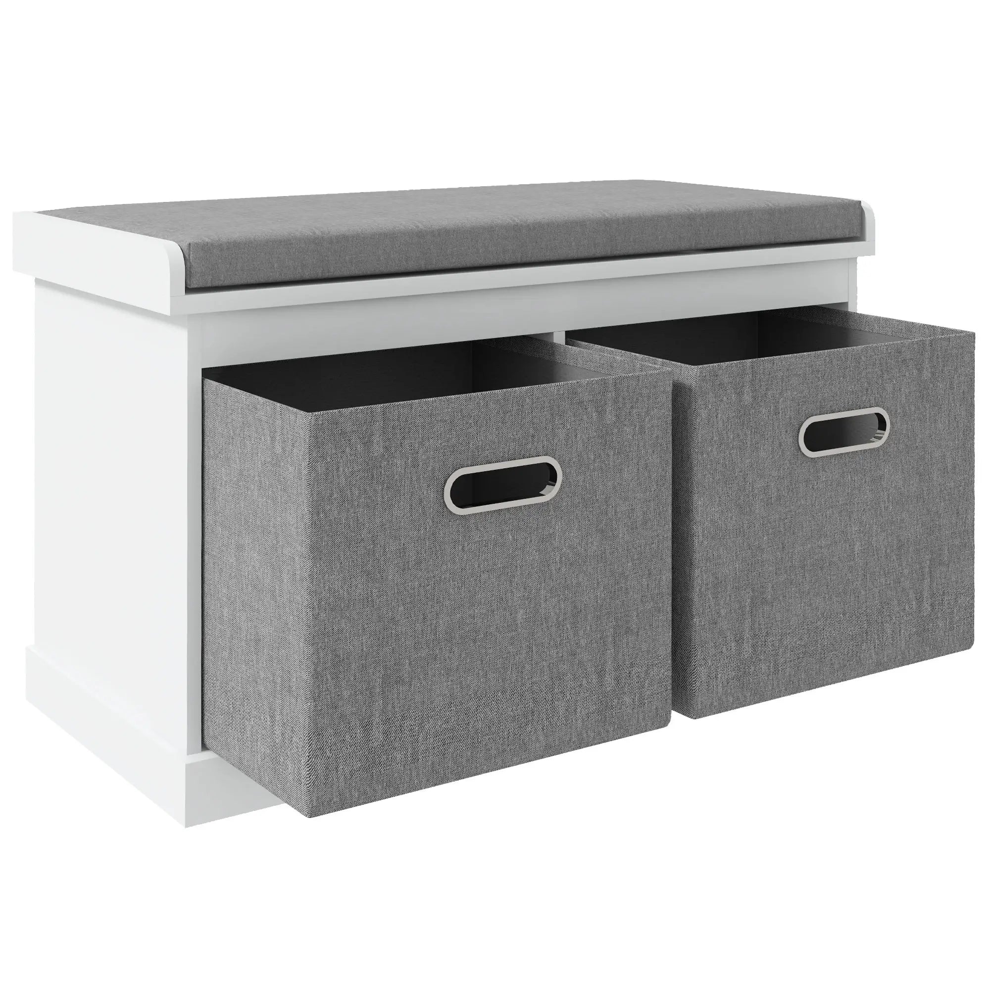 Shoe Storage Bench with Seat, 2 Fabric Drawers, White Shoe Storage Cabinets & Racks at Gallery Canada