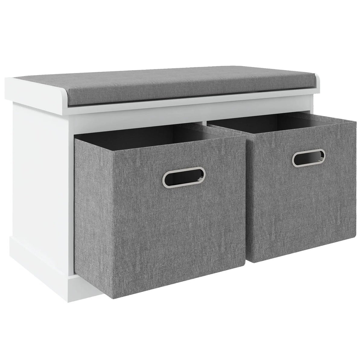 Shoe Storage Bench with Seat, 2 Fabric Drawers, White Shoe Storage Cabinets & Racks at Gallery Canada