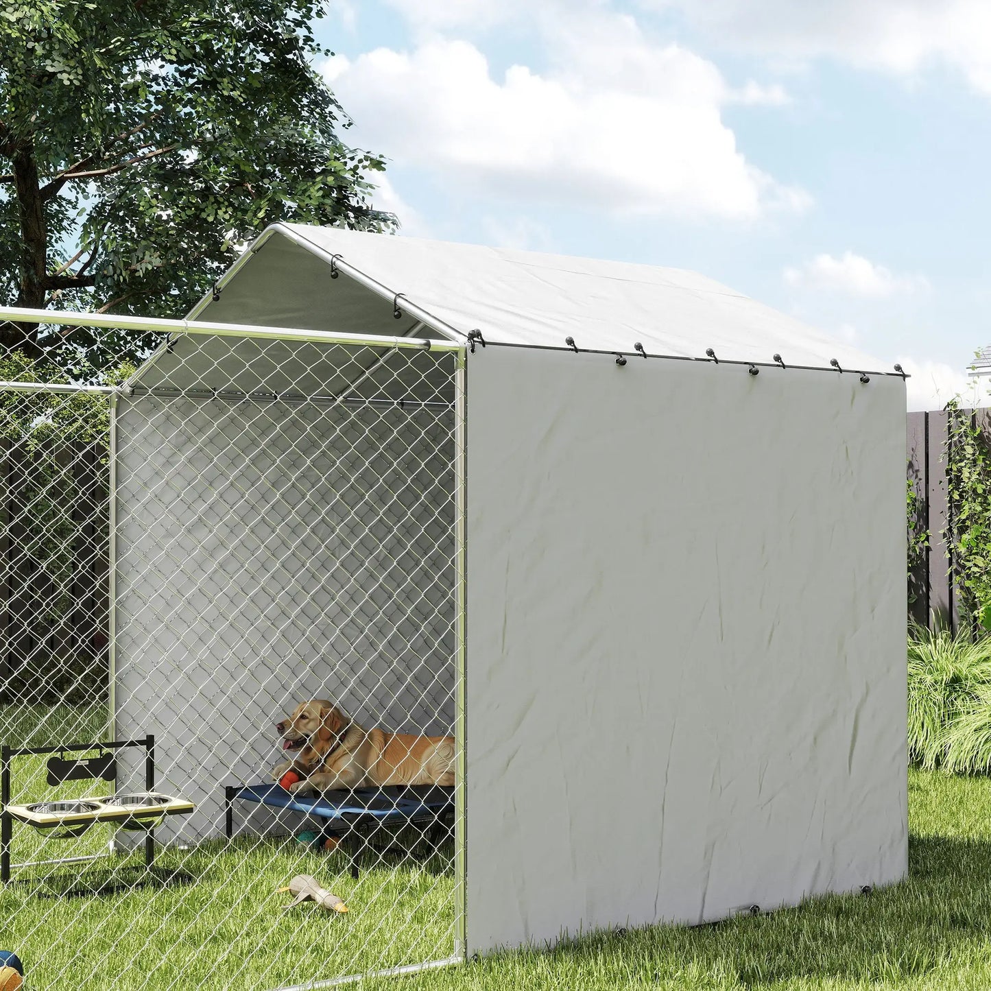 Galvanized Steel Dog Kennel, Waterproof UV-Resistant Cover, 13.1' x 7.5' x 7.5' Houses, Kennels & Pens at Gallery Canada