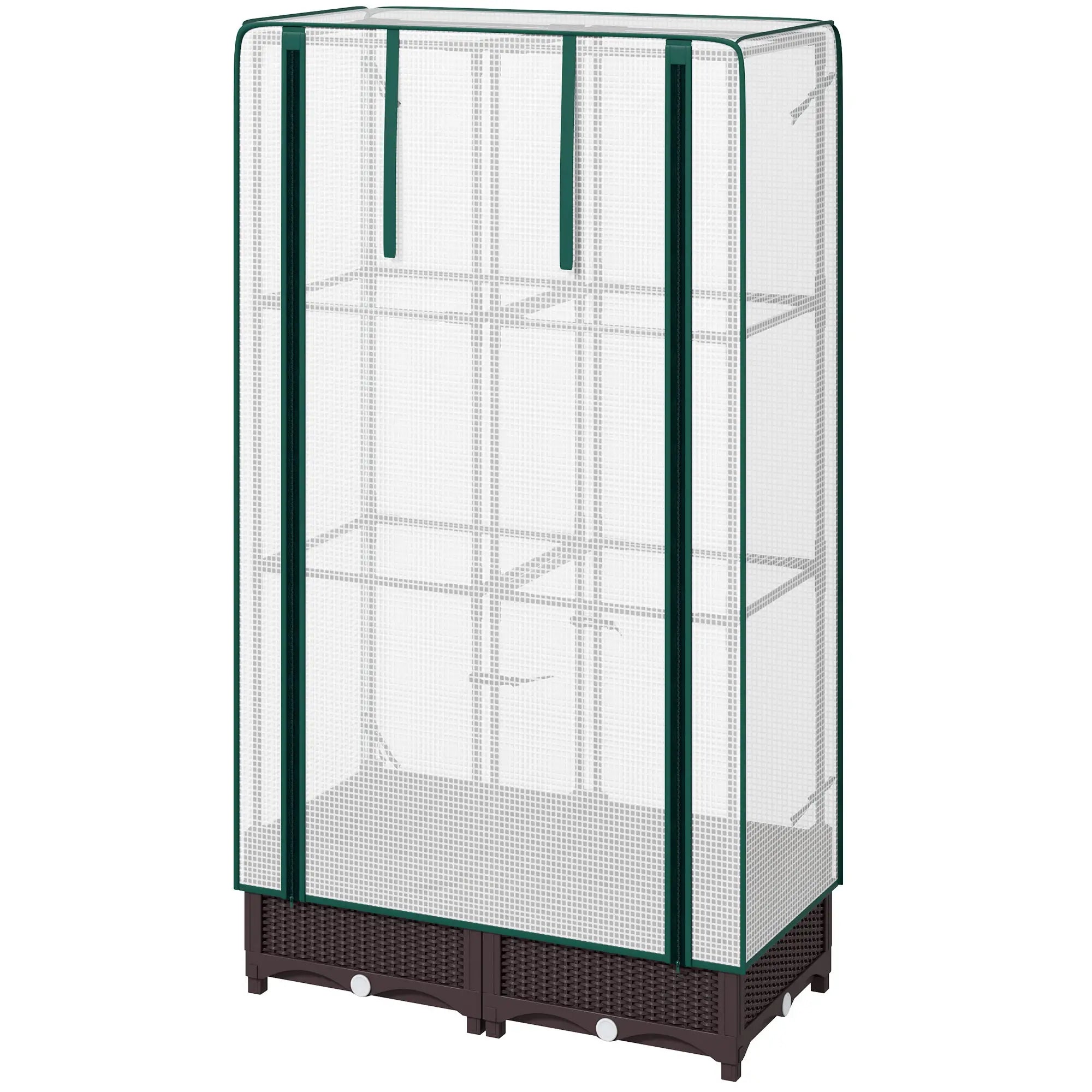 Raised Garden Bed Kit with Trellis, PE Cover, Zipper Door, 31.5 x 15.7 x 48.8 Inch, Brown Raised Garden Beds Brown, White at Gallery Canada