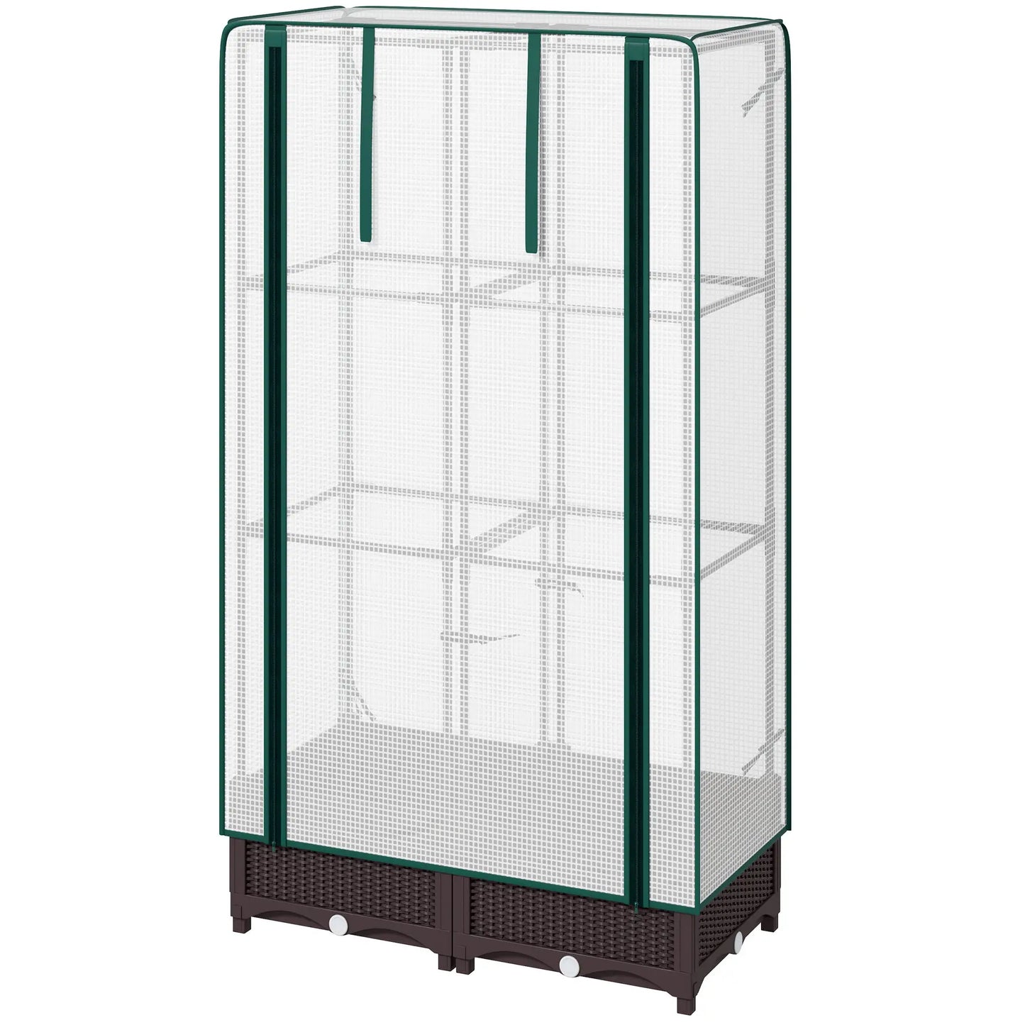 Raised Garden Bed Kit with Trellis, PE Cover, Zipper Door, 31.5 x 15.7 x 48.8 Inch, Brown Raised Garden Beds Brown, White at Gallery Canada