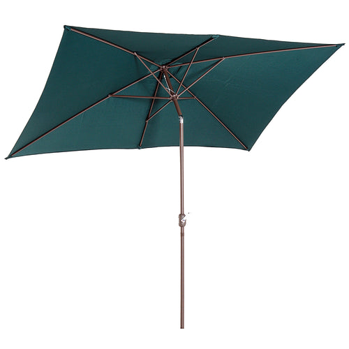 6.5x10ft Rectangle Aluminum Tilt Patio Umbrella, Green