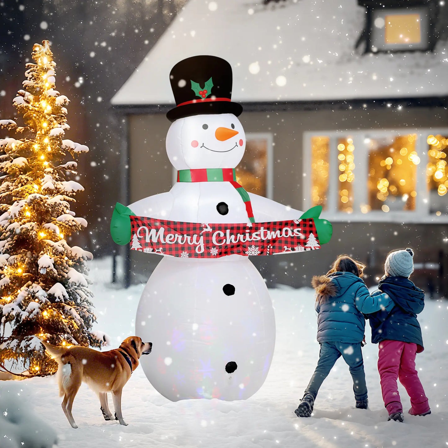7FT Snowman Inflatable with Motion Music, LED Light Projector Christmas Inflatables at Gallery Canada