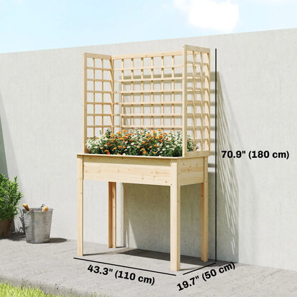 Wooden Raised Garden Bed With 3 Trellises, Planter With Drainage Holes Elevated Garden Beds at Gallery Canada