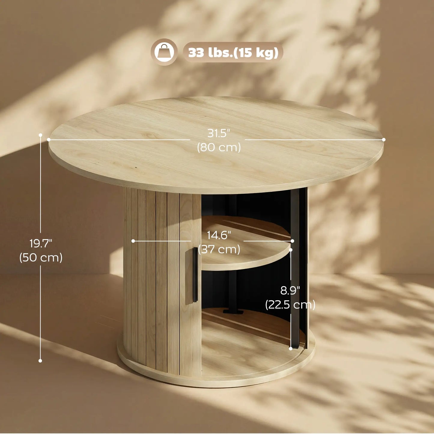 31.5" Round Coffee Table, Natural Wood Center Table Coffee Tables at Gallery Canada