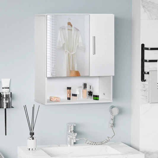 Wall Mounted Bathroom Mirror Cabinet, Double Doors, Adjustable Shelf, White Mirror Medicine Cabinets White at Gallery Canada
