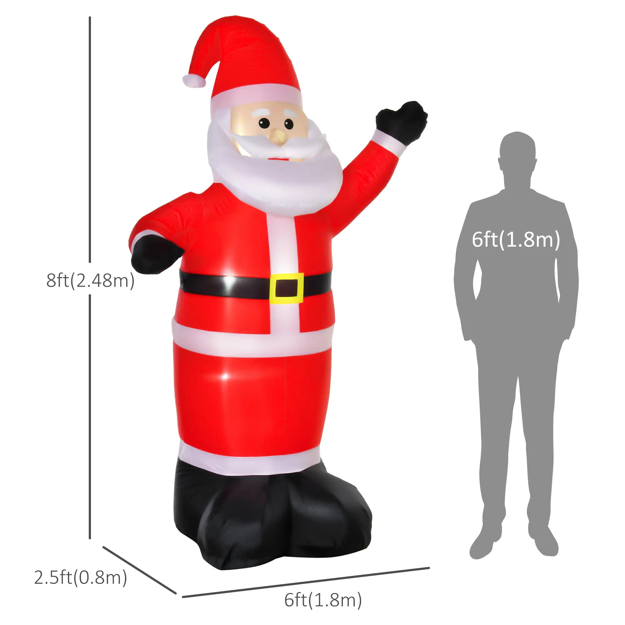 8ft Inflatable Santa Claus, LED Yard Display for Garden Christmas Inflatables at Gallery Canada