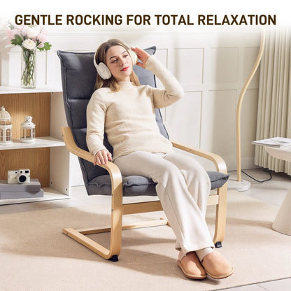 Birch Wood Fabric Modern Armchair, Accent Chair, Grey Accent Chairs at Gallery Canada