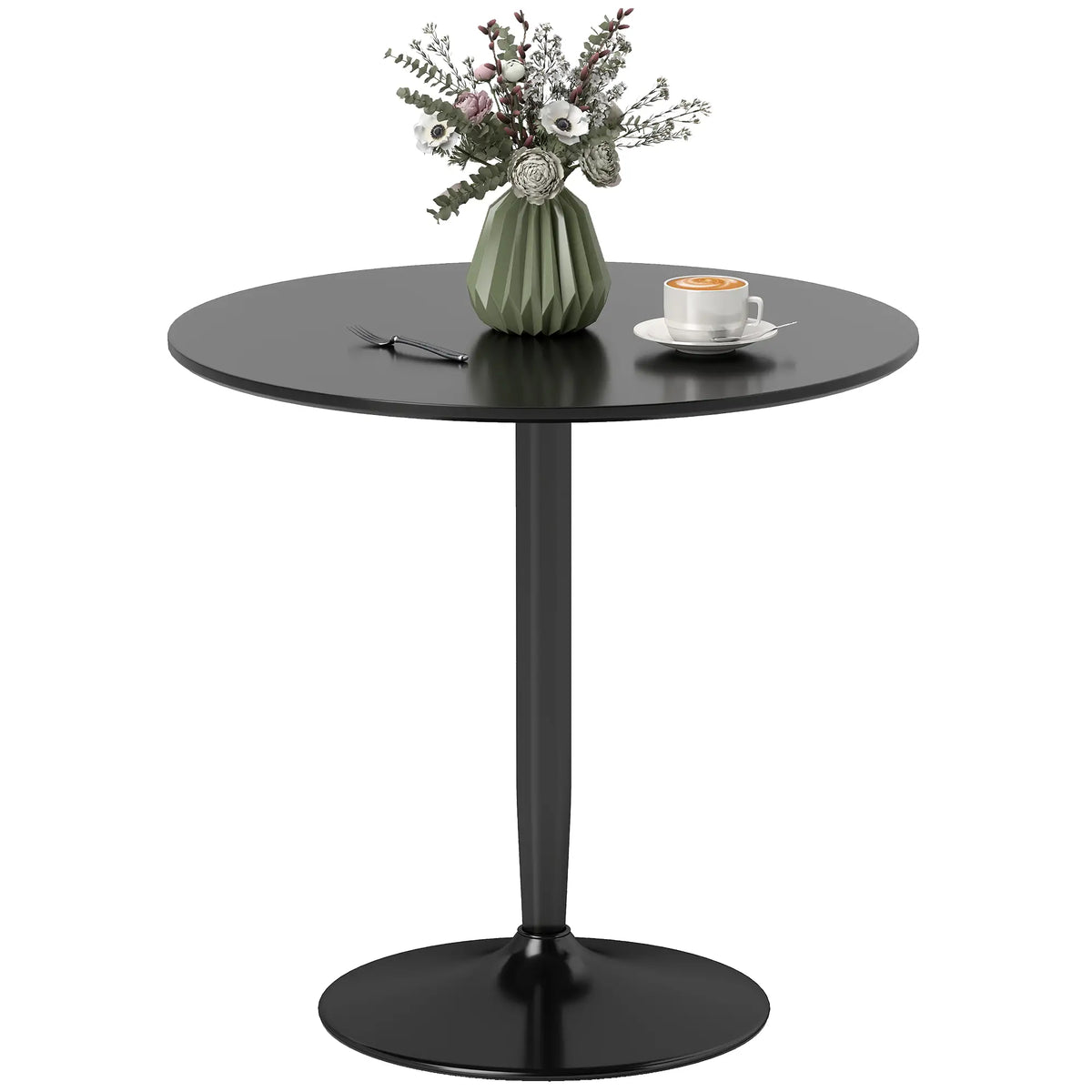 Modern Kitchen Table For 2, Round Dining Table With Steel Base, Black Dining Tables Black at Gallery Canada
