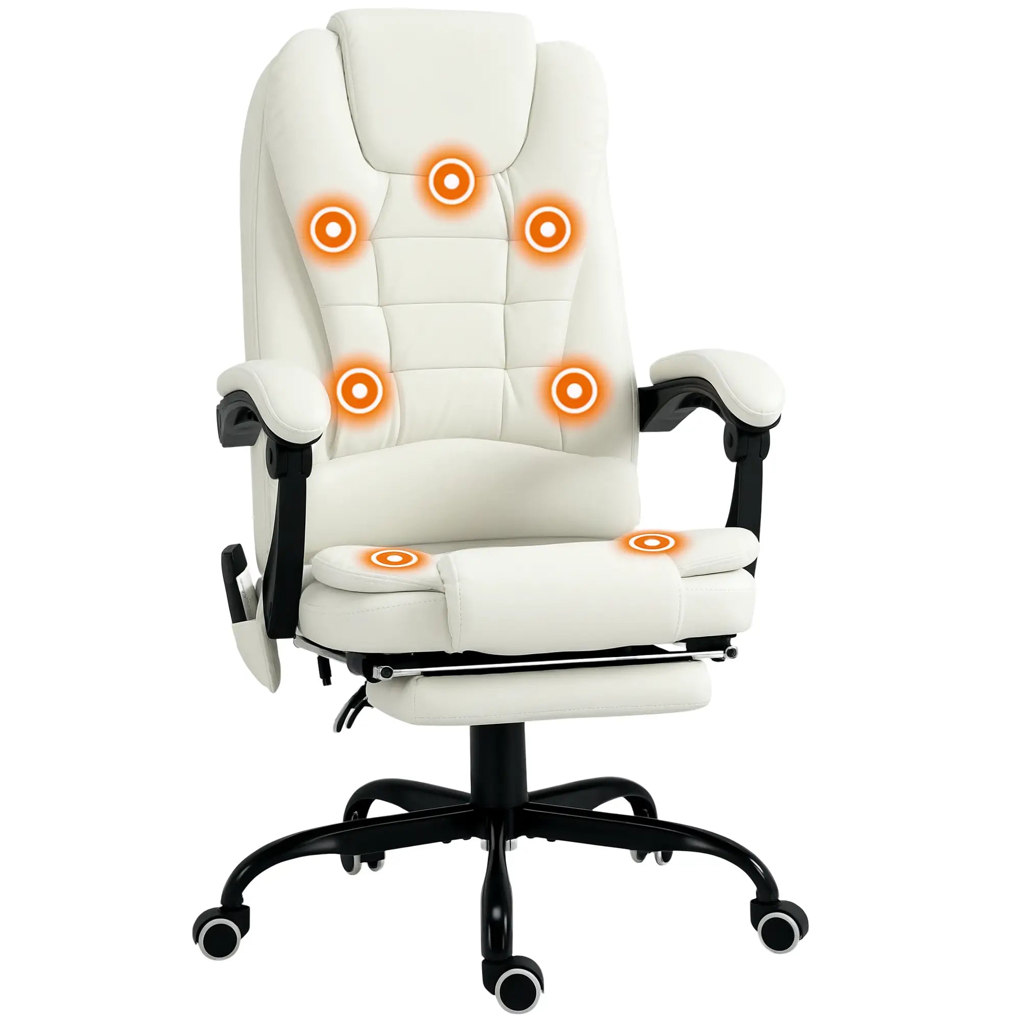 7-Point Vibrating Massage Chair, Reclining Office Chair, Adjustable Height, White Executive & Manager Chairs White at Gallery Canada
