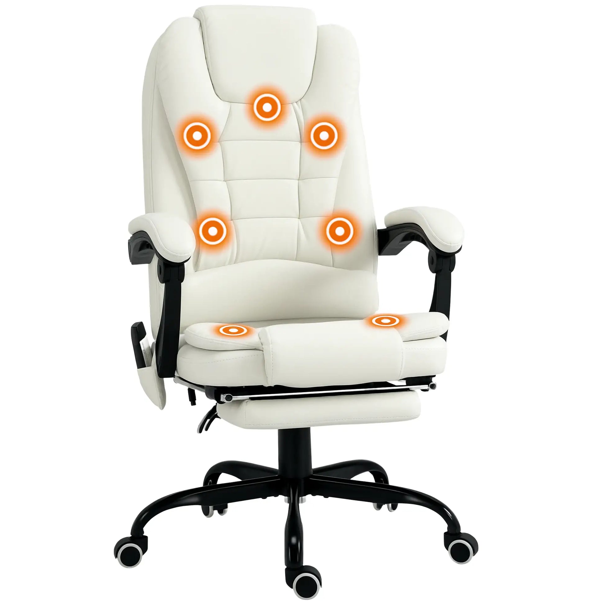 7-Point Vibrating Massage Chair, Reclining Office Chair, Adjustable Height, White Executive & Manager Chairs White at Gallery Canada