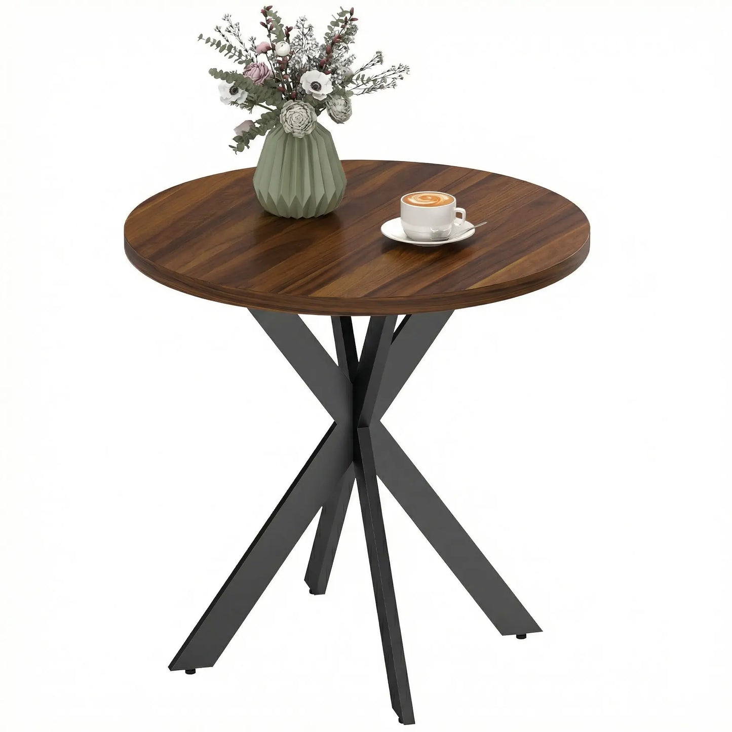 29" Round Dining Table, Walnut Finish, Steel Legs Dining Tables at Gallery Canada