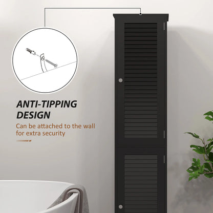 Narrow Tall Bathroom Storage Cabinet with Shelves, Doors, Black Bathroom Cabinets at Gallery Canada