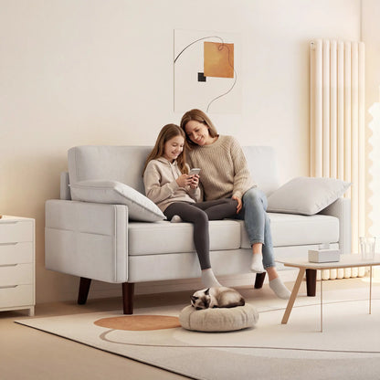 3 Seater Sofa, Velvet Upholstered Couch, Cream White 3-Seater Sofas at Gallery Canada