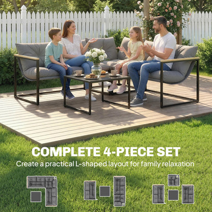 4 Piece Patio Furniture Set With Thick Cushions, Coffee Table, Grey Patio Furniture Sets at Gallery Canada