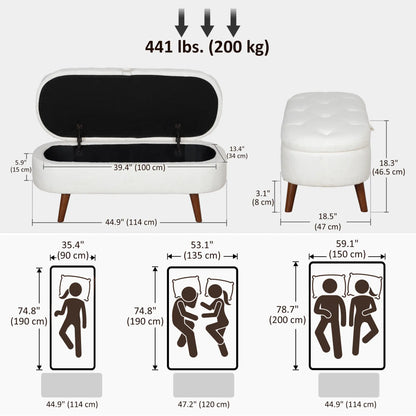 Boucle Storage Bench, Tufted Teddy Fleece, Wood Legs, White Storage Ottomans & Benches at Gallery Canada