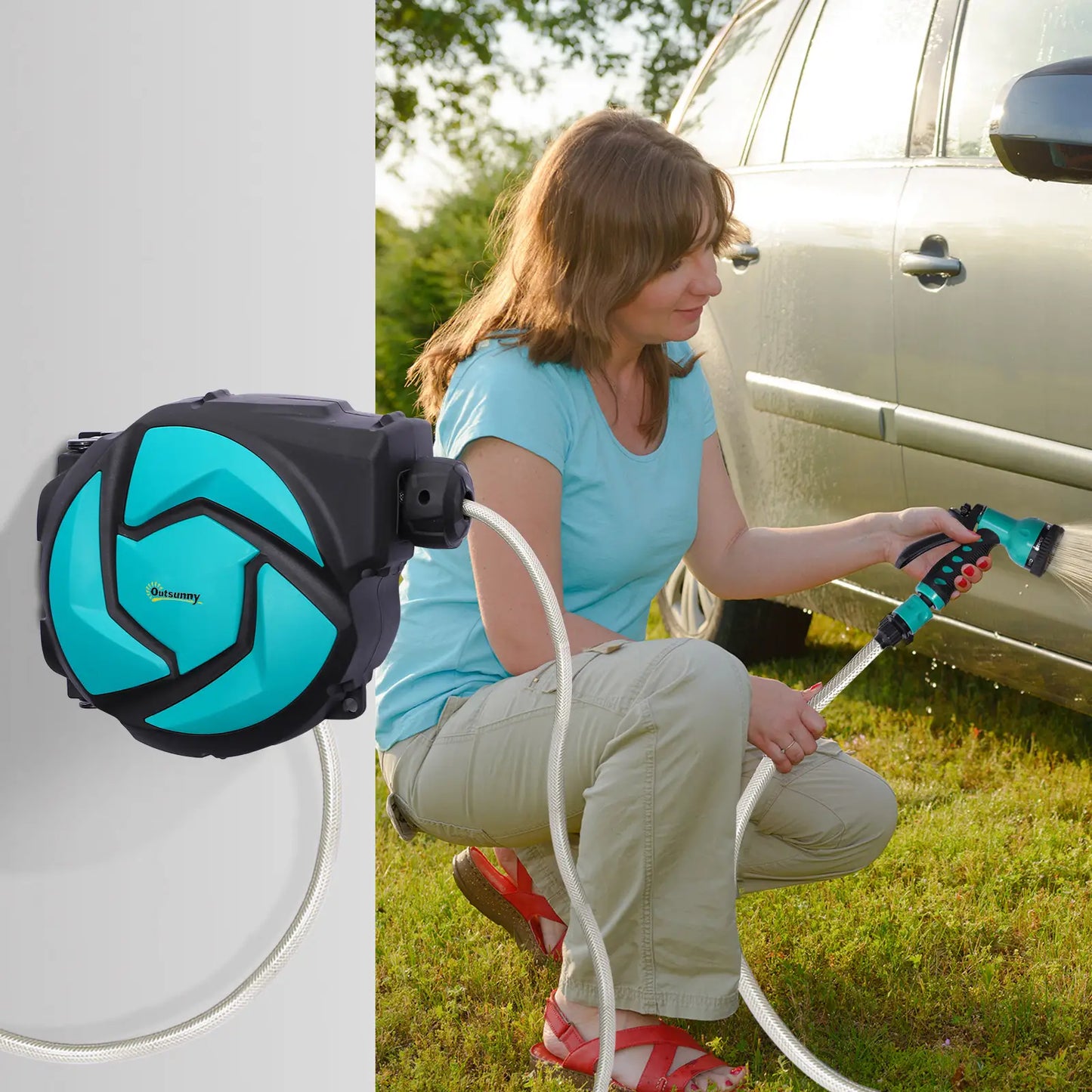 33 ft Retractable Garden Hose Reel, Wall Mounted, Dark Grey Garden Accessories at Gallery Canada