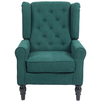Fabric Accent Chair, Button Tufted, Wood Legs, Dark Green Accent Chairs Dark Green at Gallery Canada