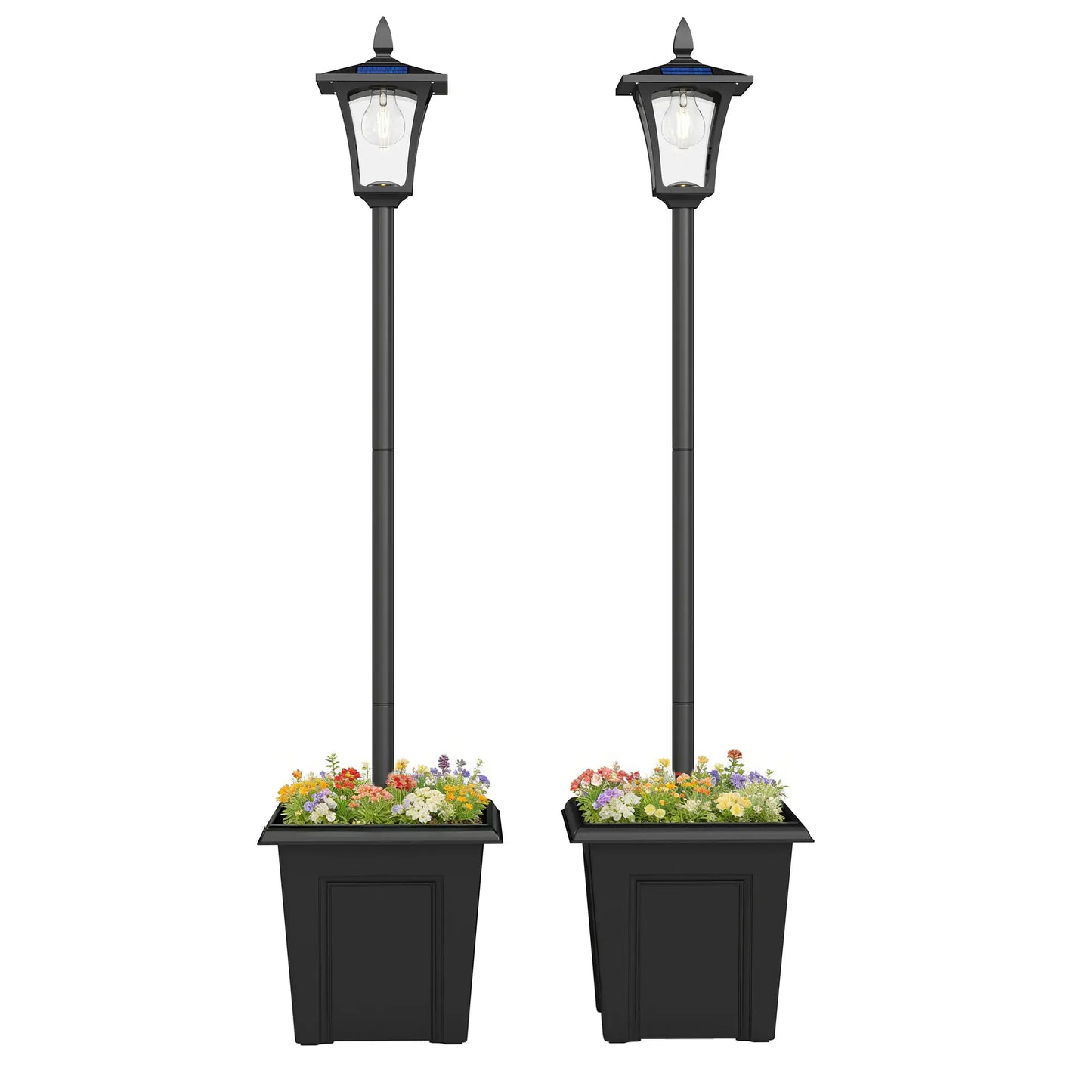 63" Solar Lamp Post Lights 2 Pack, Waterproof LED, Black Solar Post Lamps at Gallery Canada
