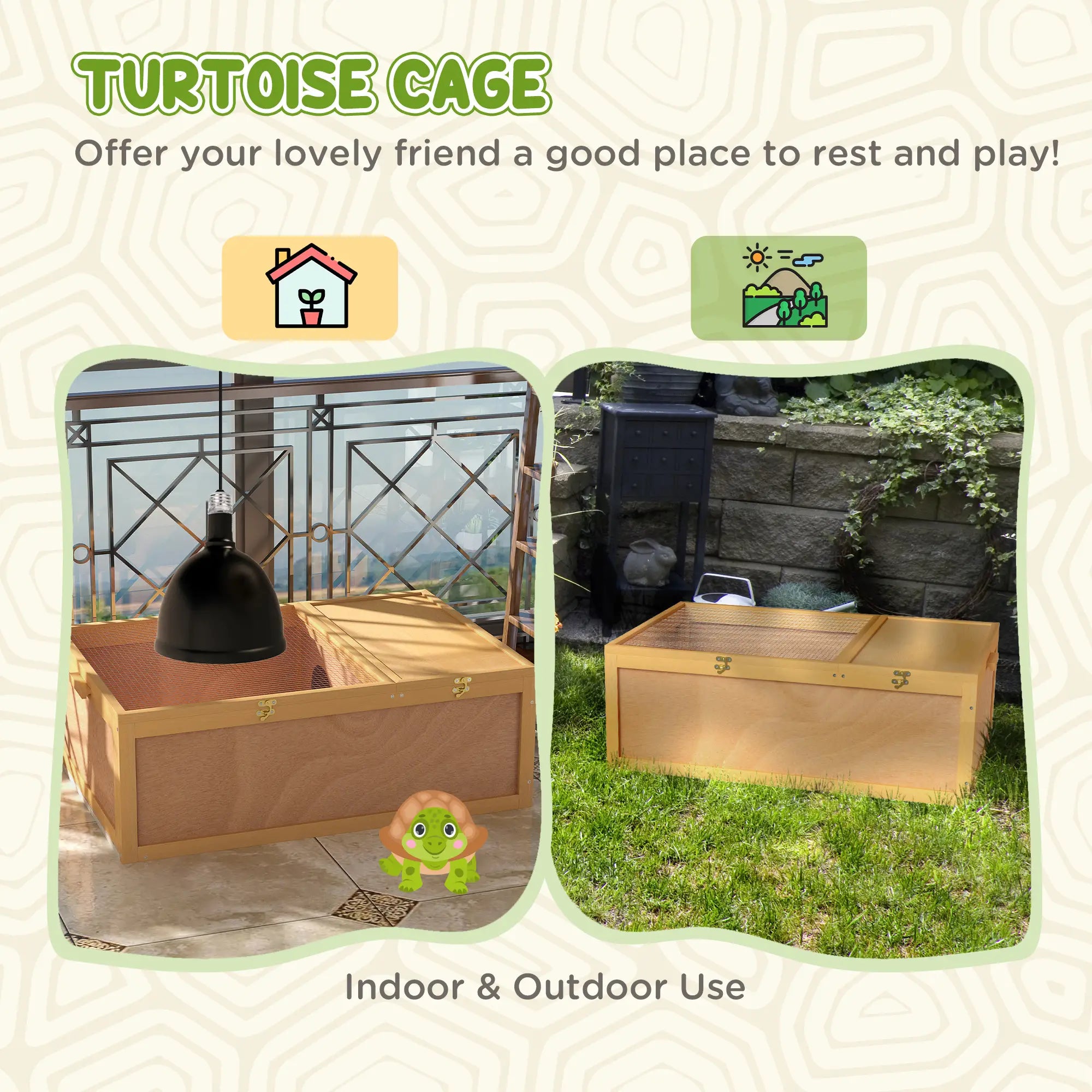 Wooden Tortoise Enclosure, Two Room Design, Indoor Use, 37