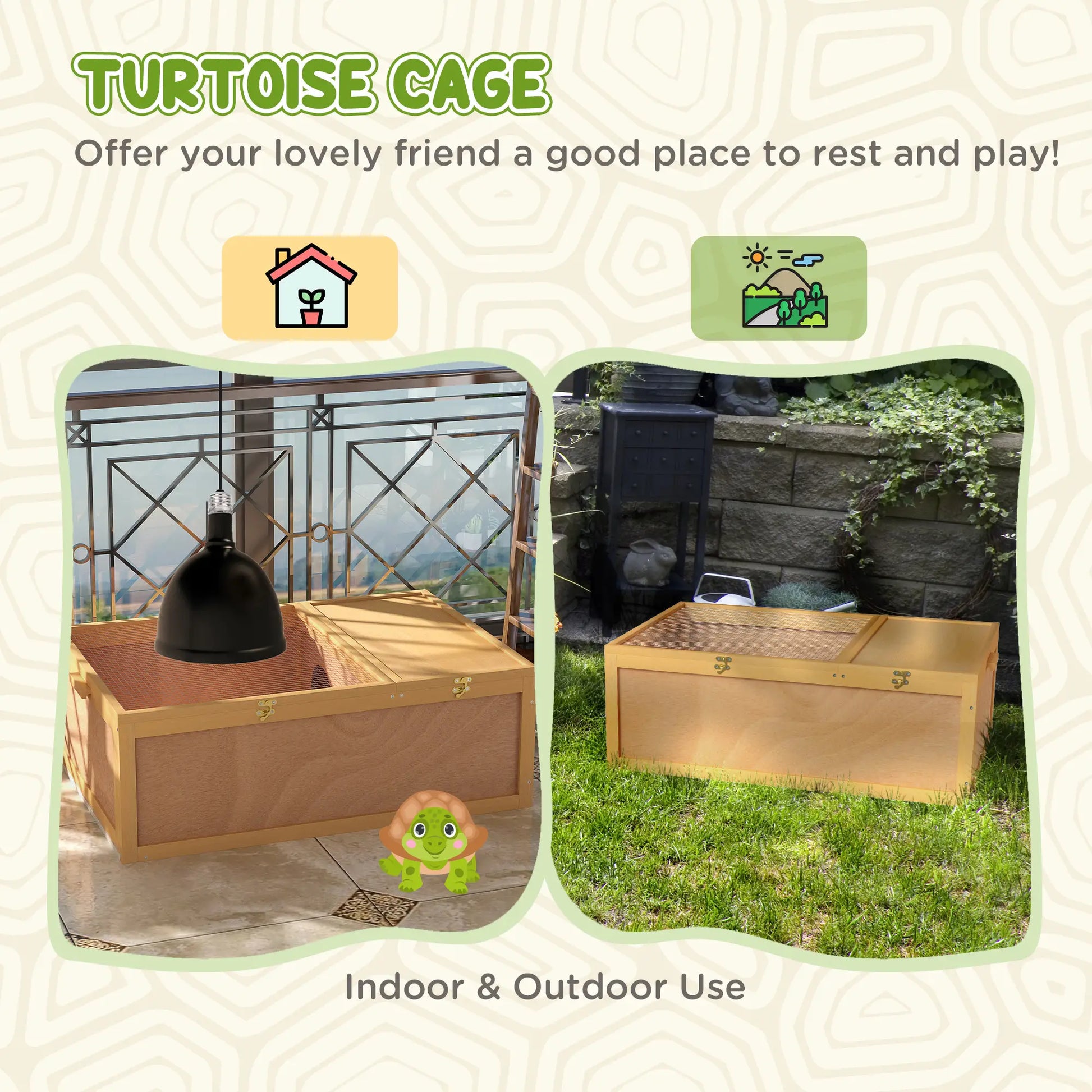 Wooden Tortoise Enclosure, Two Room Design, Indoor Use, 37" x 25" x 13", Nature Wood Houses & Habitats at Gallery Canada