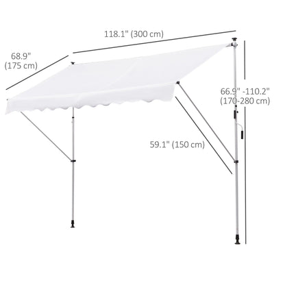 10x5ft Manual Retractable Awning, Patio Sun Shade, Water Resistant, White Window Awnings at Gallery Canada